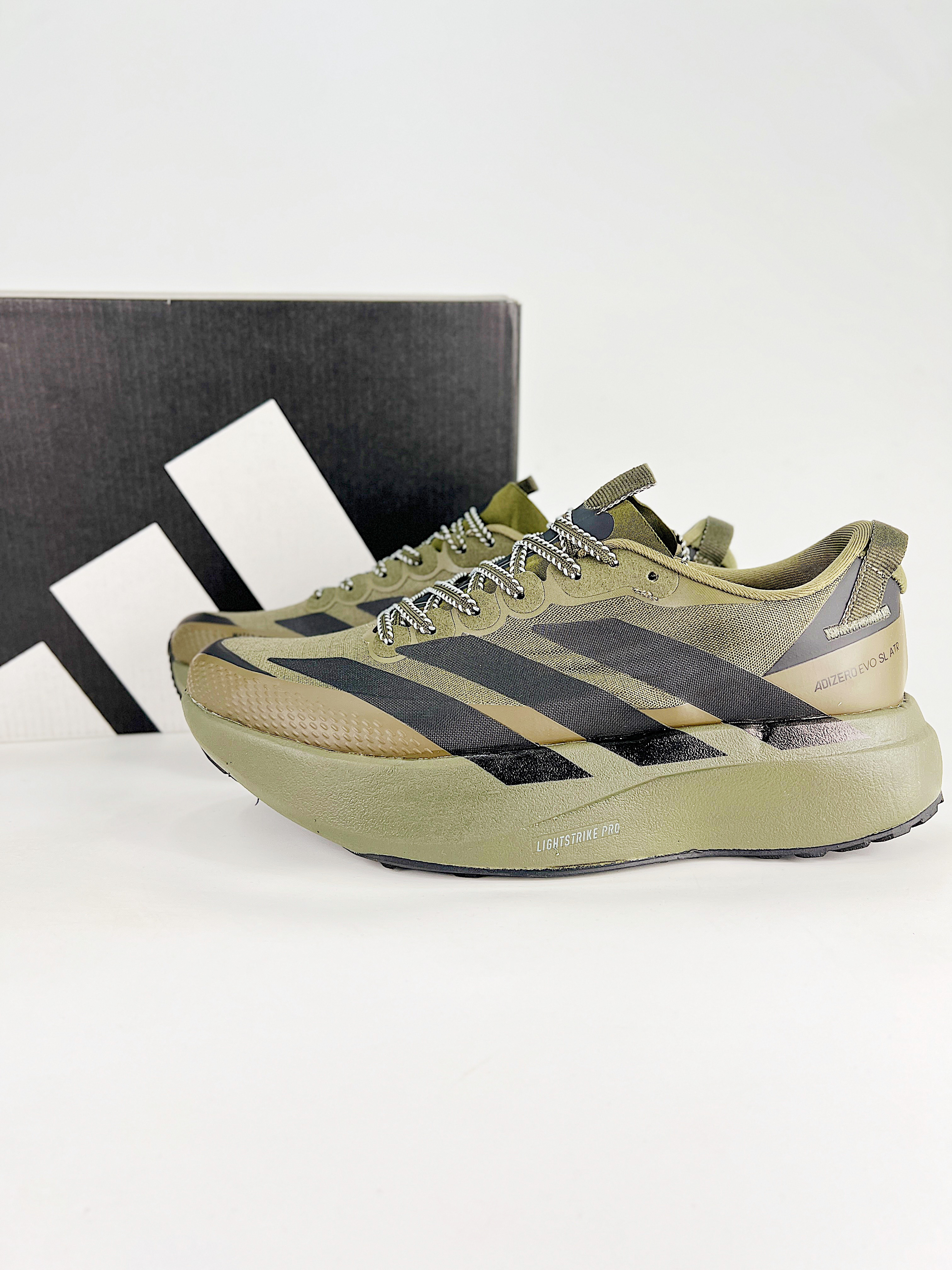 adidas ADIZERO EVO SL ART 军绿专业竞速跑鞋子