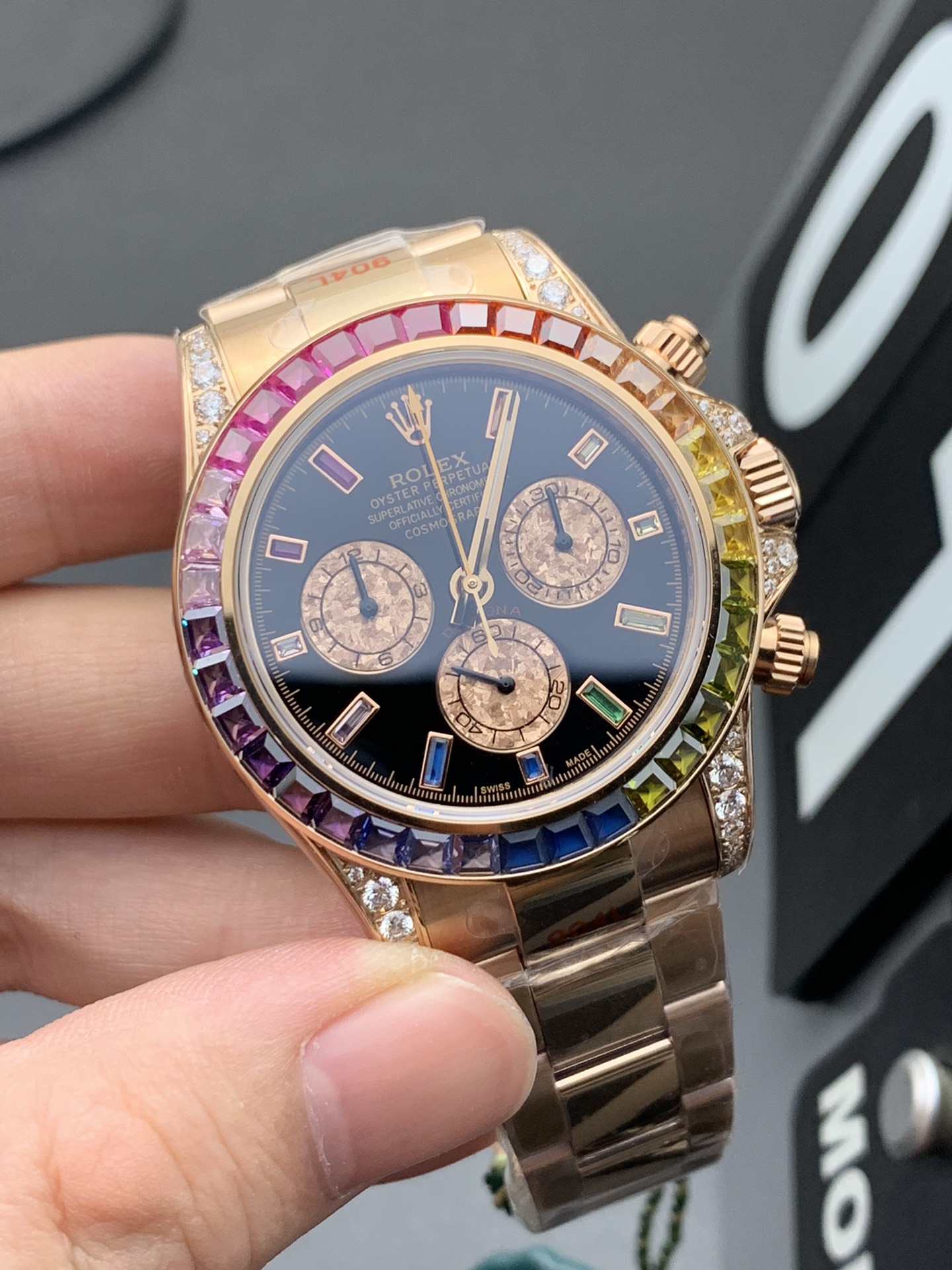 超A仿劳力士宇宙计型迪通拿玫瑰金彩虹圈计时机械男表 超A仿劳力士宇宙计型迪通拿玫瑰金彩虹圈计时机械男表