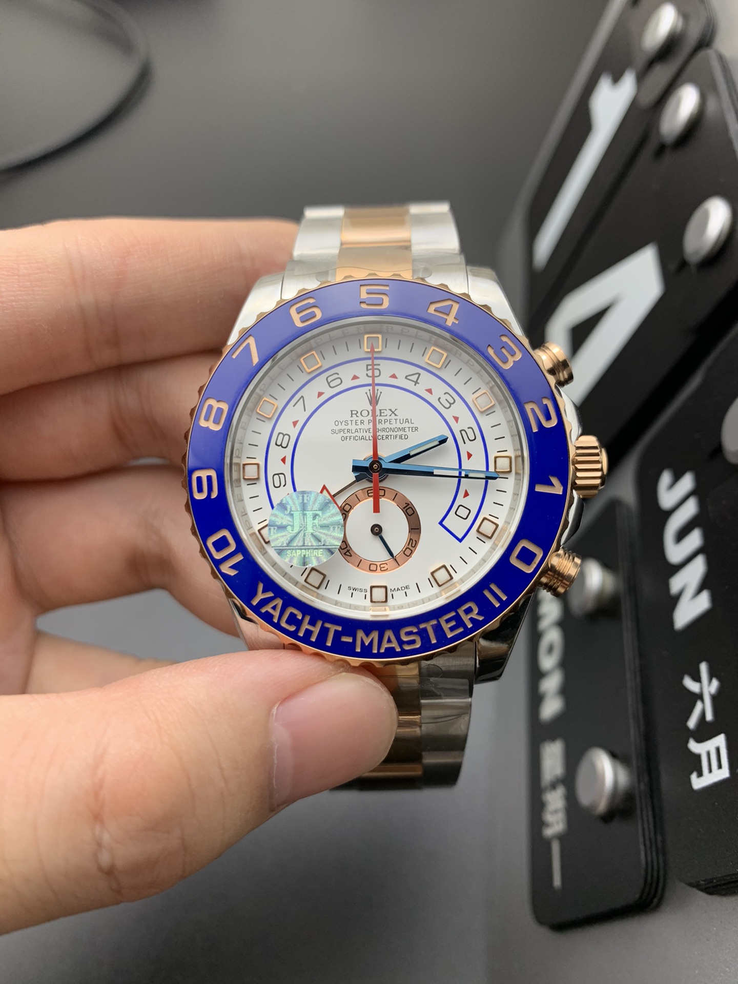 劳力士游艇名仕II间金玫瑰金蓝圈复刻机械腕表