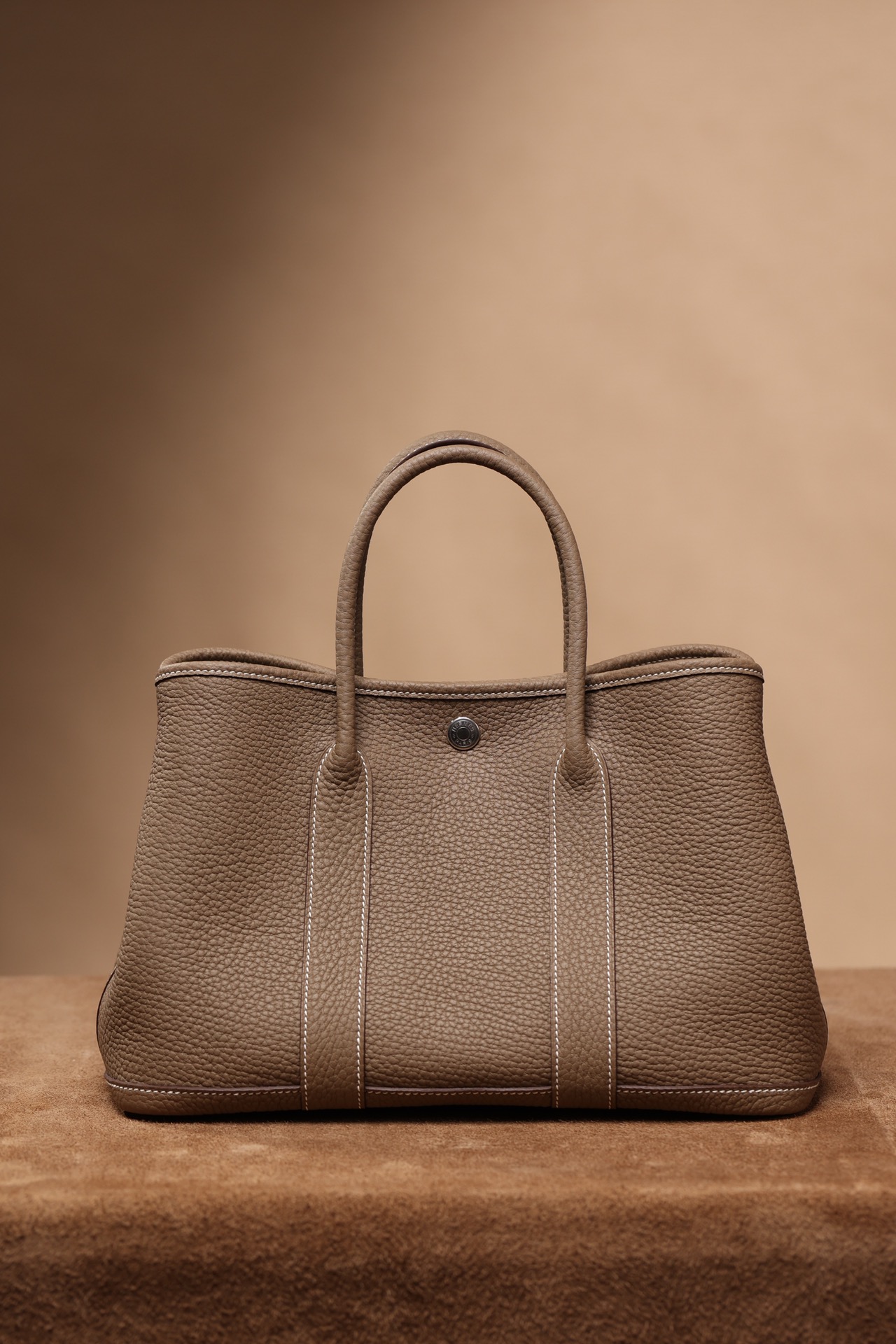 HERMÈS Garden Party 大象灰荔枝纹牛皮手提托特包